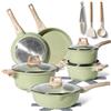 Just Perfecto JL-787: Set di pentole da cucina con effetto granito verde, 15 pezzi