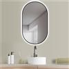 PonteSino HOKO LED Specchio ovale con cornice in metallo 50x90 cm Antiappannamento Bianco caldo e bianco freddo Bagno e corridoio Sensore tattile e funzione memoria