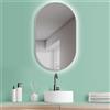 PonteSino HOKO LED Specchio ovale con cornice in metallo 60x100 cm Antiappannamento Bianco caldo e bianco freddo Bagno e corridoio Sensore tattile e funzione memoria