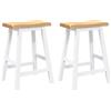 vidaXL Sgabello da bar 2 pz. Legno massiccio bianco in legno di gomma