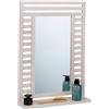 Relaxdays Specchio da bagno, specchio da parete con ripiano, cornice in legno di noce, specchio da bagno, A x L x P: 70 x 50 x 12 cm, bianco
