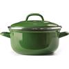 B+K BK Indigo casseruola smaltata con coperchio con rivestimento antiaderente in Vetroceramica senza PFAS, 24 cm/4,2 litri, induzione, lavabile in lavastoviglie