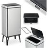 Relaxdays Cestino con sensore, 50 l, coperchio elettrico, porta sacchetti, cestino da cucina, cestino per rifiuti, acciaio inossidabile, argento