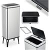 Relaxdays Cestino con sensore, 60 l, coperchio elettrico, porta sacchetti, cestino da cucina, cestino per rifiuti, acciaio inossidabile, argento