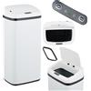Relaxdays Cestino con sensore, 40 l, coperchio elettrico, porta sacchetti, cestino da cucina, bianco