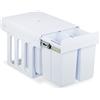 Relaxdays Cestino da incasso, 4 scomparti, 4 x 8 l, L x P x A: 35,1 x 34,3 x 48 cm, estraibile, sistema di raccolta differenziata per mobile base, bianco