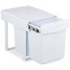 Relaxdays Cestino da incasso, 2 scomparti, 2x 20 l, A x L x P: 41,3 x 34 x 51,8 cm, estraibile, sistema di raccolta rifiuti per mobile base, bianco