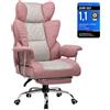 GTPLAYER Sedia da gioco GTPLAYER, sedia da gioco, sedia da ufficio ergonomica con poggiapiedi, supporto lombare regolabile e cuscino per la testa, sedia da gioco imbottita, poltrona da gioco