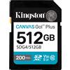 Kingston Technology 512GB SDXC Canvas Go Plus Gen4 200MB/s C10 UHS-I U3 V30
