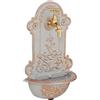 Relaxdays Fontana da parete Relaxdays, stile retrò, con lavabo e rubinetto, fontana da giardino HBT 36 x 22 x 10,5 cm, ghisa, oro/grigio