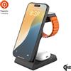FIXED Caricatore induttivo 3in1, Q2i, 15W, con MagSafe, per iPhone / Apple Watch / AirPods, MagPowerstation Alu 2 fisso, nero