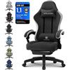 GTPLAYER sedia da gioco in tessuto, poltrona da gioco con cuscino a molle insacchettate, sedia girevole ergonomica, sedia da gioco con poggiapiedi, portata 150 kg, nero