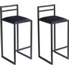 Ferro Set di 2 sgabelli da bar, nero, 95 cm con schienale - sgabello da bar in metallo con seduta imbottita - stile loft industriale - nero
