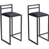 Ferro Set di 2 sgabelli da bar, nero, 95 cm con schienale - sgabello da bar in metallo con seduta imbottita - stile loft industriale - nero ecologico