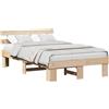 vidaXL Struttura letto con testiera naturale 140 x 190 cm in legno di pino massiccio