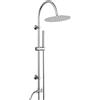Dylin GmbH JOHO Colonna Doccia senza Miscelatore, set doccia in acciaio inox con soffione a pioggia rotondo XL D25 cm, asta doccia vintage a forma di U Cromato