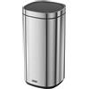 DESQ 6132.18 Cestino touch - 50L - Acciaio inox - Chiusura silenziosa - Resistente alle impronte digitali - Attacco per sacchetti invisibili - Argento
