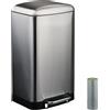 Relaxdays Cestino da cucina, 30 L, anti-impronte, secchiello interno estraibile, sacchetti per la spazzatura, pattumiera a pedale in acciaio inossidabile, argento