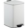 Relaxdays Cestino da cucina, 20 litri, secchiello interno estraibile, pedale, con sacchetto, cestino a pedale, in ferro, bianco