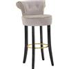 MAURO FERRETTI Sgabello Bar Luxy Grigio in Velluto Sintetico - 46x48x96 cm - Schienale Comodo e Poggiapiedi in Metallo Dorato - Design Glam Essenziale