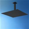 Dylin GmbH JOHO Soffione doccia a pioggia in acciaio inox 304, Docce Fisse 30 x 30 cm con braccio doccia a pioggia per attacco a soffitto 15 cm, Nero