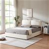 en.casa Letto imbottito 'Lunner' matrimoniale con rete 160 x 200 cm Beige