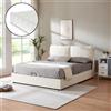en.casa Letto imbottito 'Lunner' matrimoniale con materasso e rete 140 x 200 cm Beige