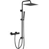 Dylin GmbH JOHO Colonna Doccia con Miscelatore Termostatico in Acciaio Inox 304, Fori Muro Regolabile con Rubinetto Pioggia e Doccetta, U-30×30cm Nero Opaco