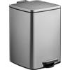 Relaxdays Cestino da cucina, 20 litri, secchiello interno estraibile, pedale, con sacchetto, cestino a pedale, ferro, argento