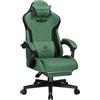 GTPLAYER Sedia da gioco GTPLAYER, sedia da gioco ergonomica in tessuto con supporto lombare, sedia per PC con schienale allargato, portata fino a 150 kg, verde