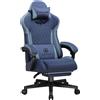 GTPLAUER GTPLAYER Sedia da gioco, Sedia da gioco ergonomica in tessuto con supporto lombare, sedia per PC con schienale allargato, portata fino a 150 kg, colore scuro