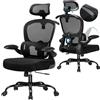 COMHOMA Sedia ergonomica per ufficio, sedia da scrivania con poggiatesta 3D e supporto lombare, design con appendiabiti integrato, bracciolo ribaltabile, 150 kg