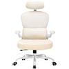 COMHOMA Sedia ergonomica da ufficio, sedia da scrivania con poggiatesta 3D e supporto lombare, design con appendiabiti integrato, bracciolo ribaltabile, 150 kg