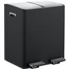 Relaxdays Cestino Relaxdays, 2 scomparti da 15 l ciascuno, secchielli interni estraibili, pedale, cucina, cestino a pedale, ferro, nero/argento