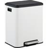 Relaxdays Cestino dei rifiuti 2 x 15 litri, cestino da cucina con secchielli interni estraibili, chiusura automatica e pedale, bianco