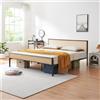 en.casa Letto in metallo 'Linköping' con testata rettangolare 180 x 200 cm nero / look rattan