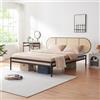 en.casa Letto in metallo 'Linköping' con testata ovale 160 x 200 cm nero / look rattan