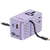 Verbatim Adattatore da viaggio Verbatim GaN, 70W, 2 cavi retrattili, USB-C PD 3.0 QC4+ fino a 70W/USB-A QC 4+ fino a 60W, viola