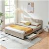 en.casa Letto imbottito 'Nofrenna' matrimoniale con 4 cassetti 160 x 200 cm Lino Beige