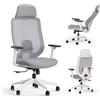 SENSE7 Nakai Sedia da ufficio ergonomica Sedia da scrivania Bianca Grigia Braccioli 3D Schienale in rete Supporto lombare Sedia direzionale Sedia per PC Ufficio domestico 150 kg