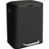 Relaxdays Cestino Relaxdays, 2 scomparti, 2x 20 l, secchi interni estraibili, chiusura ammortizzata, pedale, metallo, separatore di rifiuti da cucina, nero