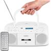 MEDION® MEDION DRX-1 Plus boombox (radio FM DAB+ portatile, Bluetooth, lettore CD, MP3, cassetta, jack per cuffie, sistema audio stereo, AUX, rete e batteria) bianco