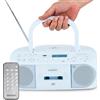 MEDION® Boombox MEDION DRX-1 Plus (radio FM DAB+ portatile, Bluetooth, lettore CD, MP3, cassetta, jack per cuffie, sistema audio stereo, AUX, rete e batteria) blu