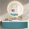 PonteSino Specchio da bagno HOKO design rotondo 80 cm Vienna con cornice in metallo bianco. Illuminato a LED a risparmio energetico + interruttore a sfioramento + cambio luce a LED.
