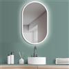 PonteSino HOKO specchio ovale LED antiappannamento 45x75 cm / 75x45 cm Tokio con cornice metallica bianca, montaggio HIGH+QUER. Specchio luminoso+interruttore a sfioramento+cambio di luce.