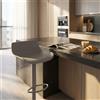 Milani Home - sgabello bar in plastica e acciaio, grigio, girevole, regolabile, con poggiapiedi, 43 x 44 x 75/96 cm