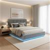 en.casa Letto imbottito a LED 'Tröstiar' con biancheria da letto 160 x 200 cm antracite