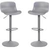 Milani Home - Set Di 2 Sgabelli Da Bar Albergo Hotel Sedia Cucina Con Poggiapiedi Altezza Regolabile Girevole Stile Moderno Di Design Contemporaneo , Cm 44x45x81/102 H - Grigio