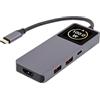 InLine Hub InLine® USB 3.2 Gen.2, 3x USB-C, 2x USB-A, HDMI 4K, PD 100 W, Display, grigio