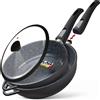 Briebe MGK19S Set di pentole a induzione Manici rimovibili 2 pezzi Profondità 24 cm, 28 cm Coperchio Nero